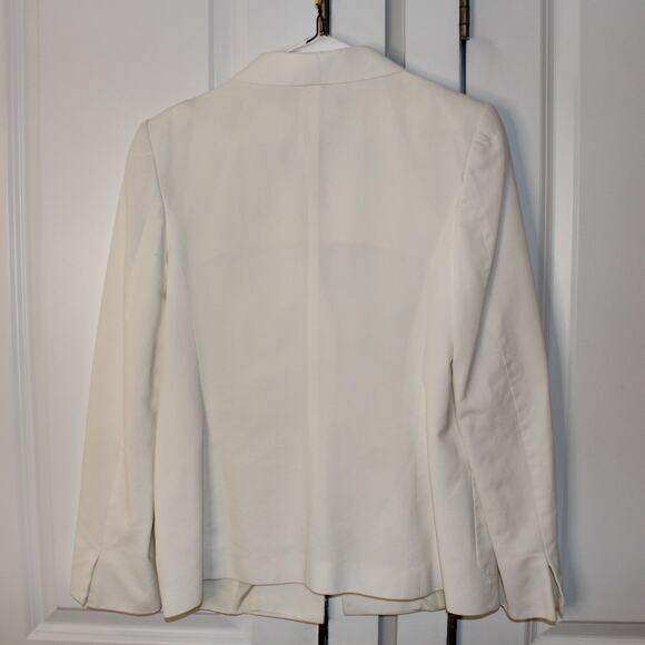 SALVATORE FERRAGAMO Off-White Cotton Notched Lapel Blazer | US 10 - Picture 8 of 9